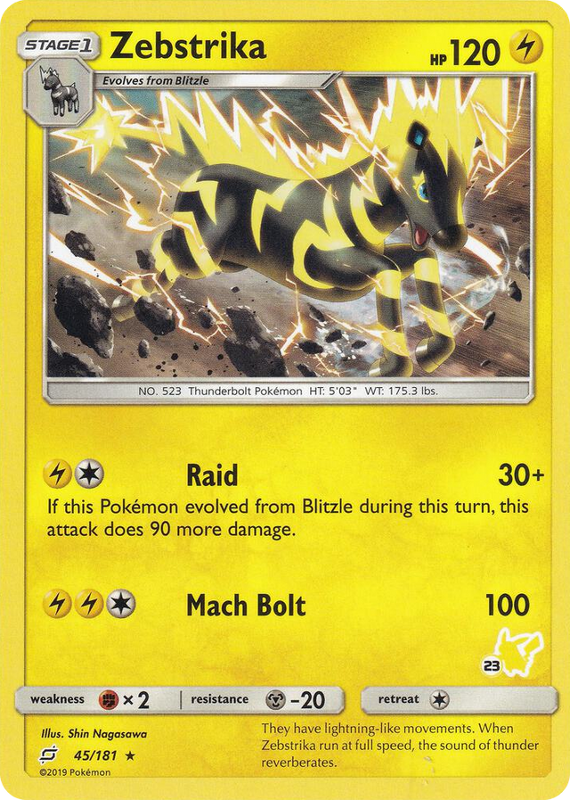0045 Zebstrika - 45/181 (#23 Pikachu Stamped) Promo Battle Academy