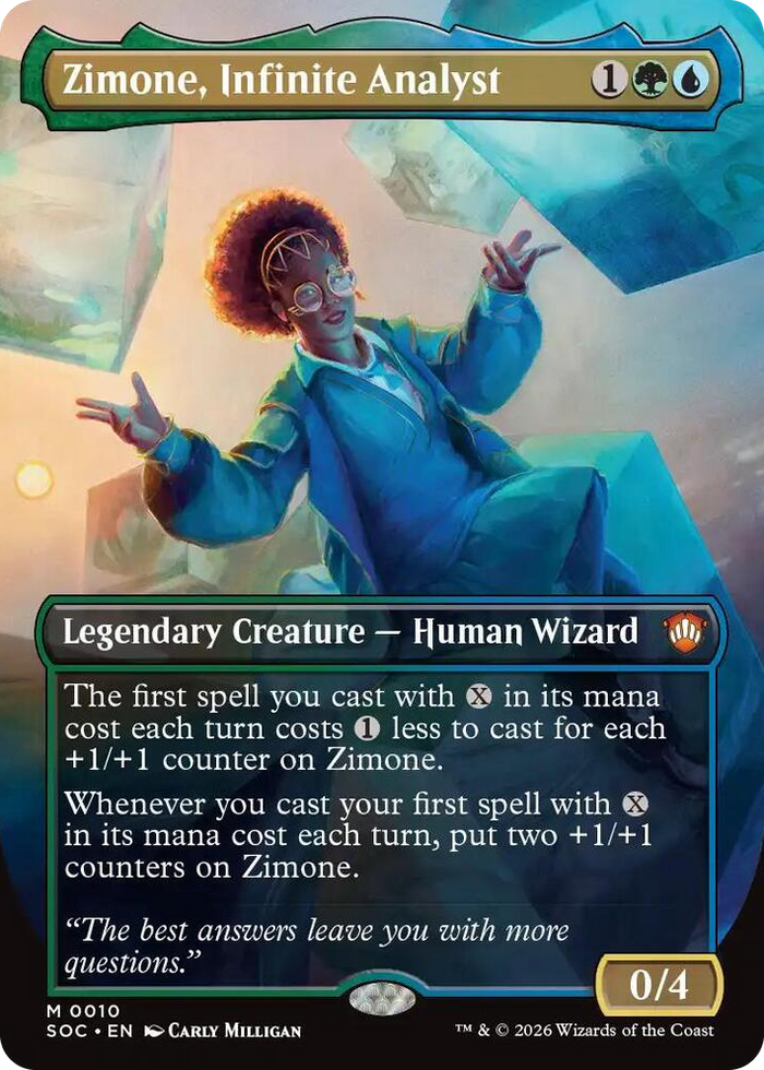 Zimone, Infinite Analyst (Borderless) #10 M - Commander: Secrets of Strixhaven Pokemon card