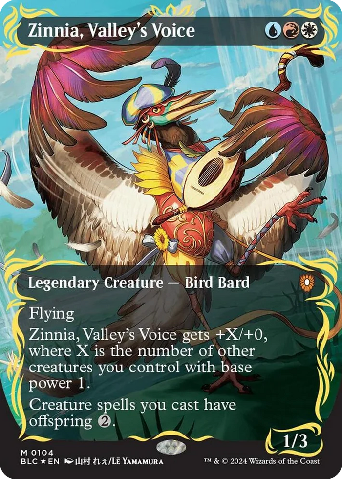0104 Zinnia, Valley's Voice (Borderless) (Raised Foil) M Commander: Bloomburrow