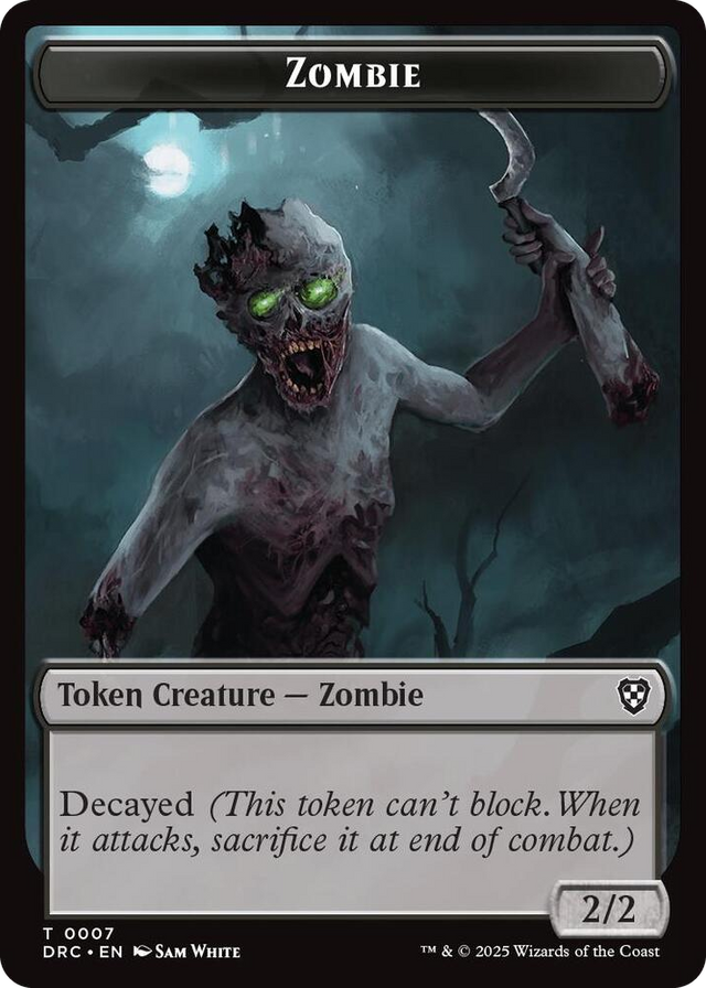 0007 Zombie (0007) // Zombie (0003) Double-Sided Token T Commander: Aetherdrift