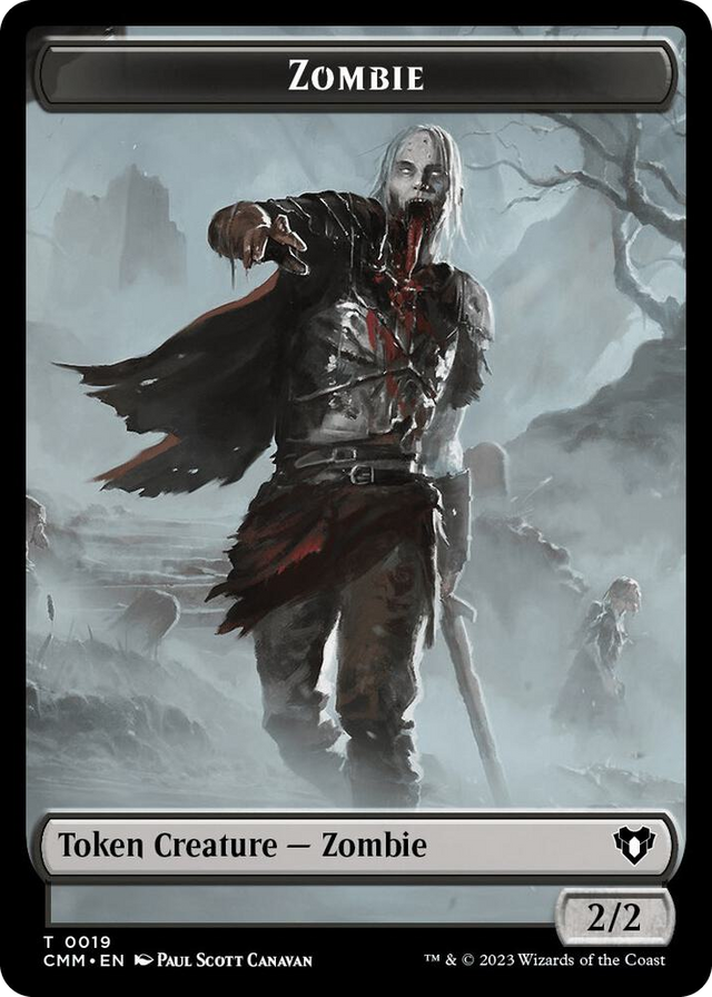 0019 Zombie (0019) // Cat (0005) Double-Sided Token T Commander Masters