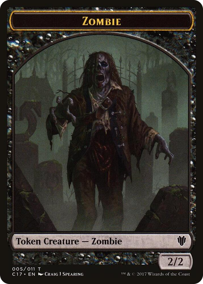 0005 Zombie // Gold Double-Sided Token T Commander 2017