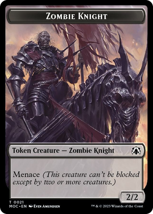 0021 Zombie Knight // Human Double-sided Token T Commander: March of the Machine
