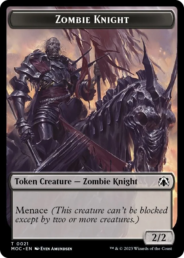 0021 Zombie Knight // Human Double-sided Token T Commander: March of the Machine