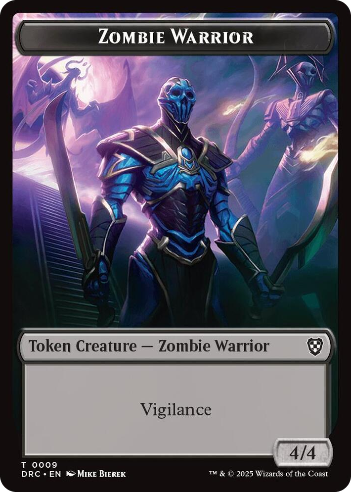 0009 Zombie Warrior // Zombie (0003) Double-Sided Token T Commander: Aetherdrift