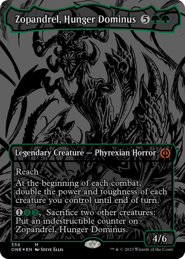 Zopandrel, Hunger Dominus (Oil Slick Raised Foil) #356 M - Phyrexia: All Will Be One Pokemon card
