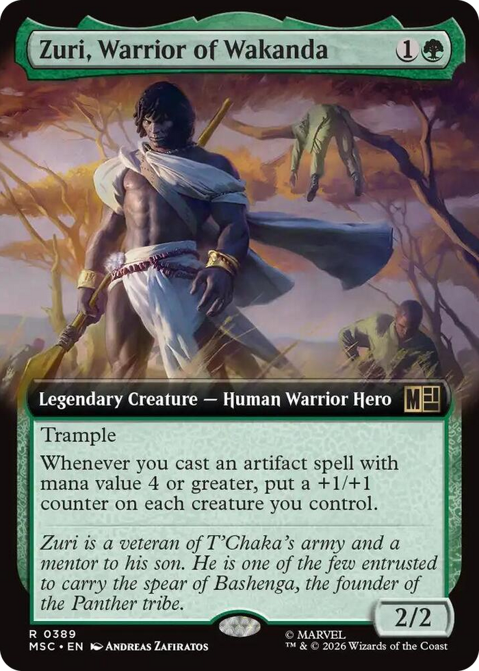 Zuri, Warrior of Wakanda (Extended Art) #389 R - Commander: Marvel Super Heroes Pokemon card