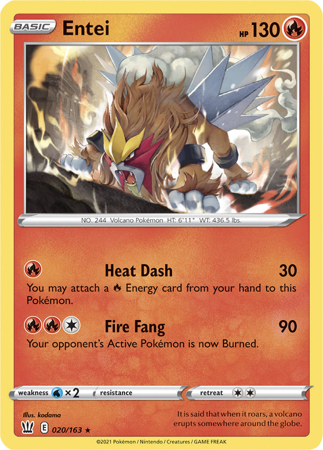 Entei #20/163 Holo Rare - Battle Styles Pokemon card