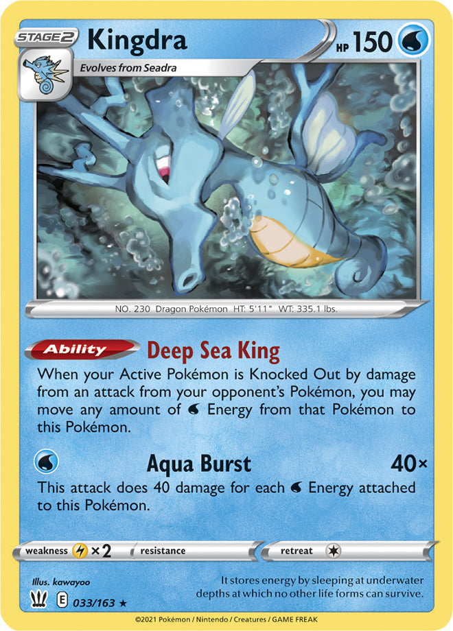 Kingdra #33/163 Holo Rare - Battle Styles Pokemon card