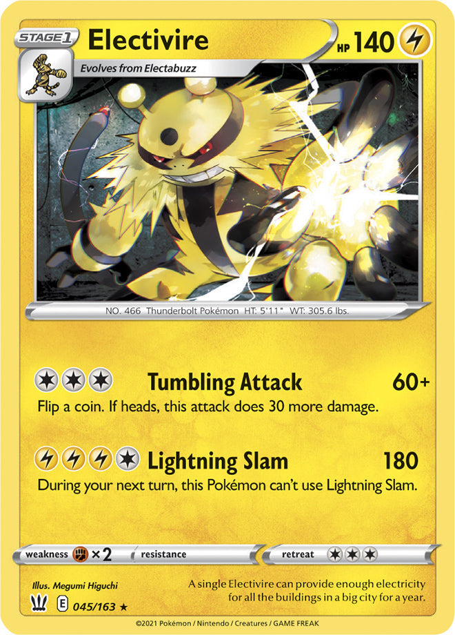 Electivire #45/163 Rare - Battle Styles Pokemon card
