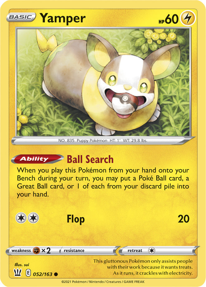 Yamper #52/163 Common - Battle Styles Pokemon card