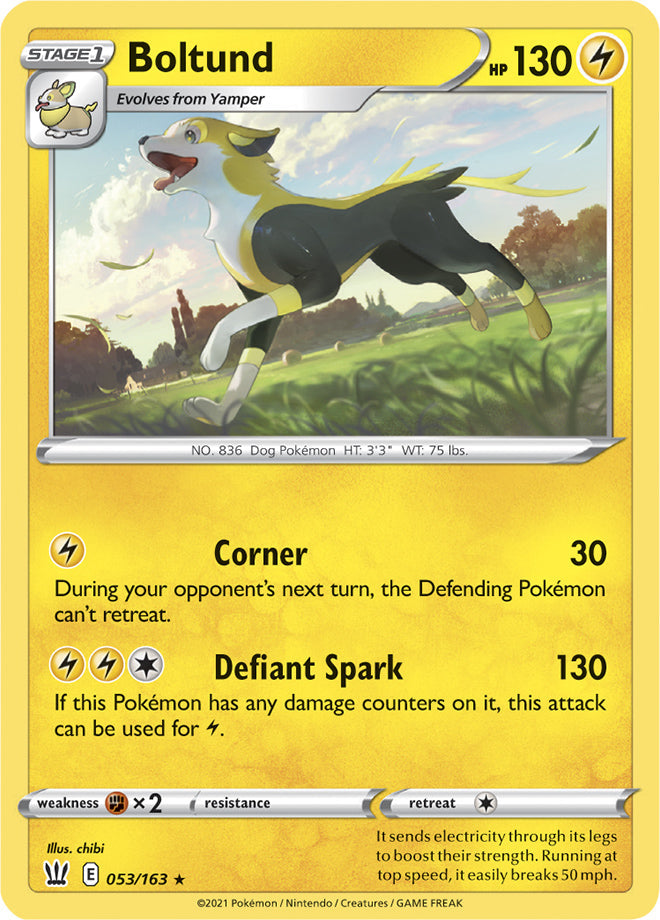 Boltund #53/163 Rare - Battle Styles Pokemon card