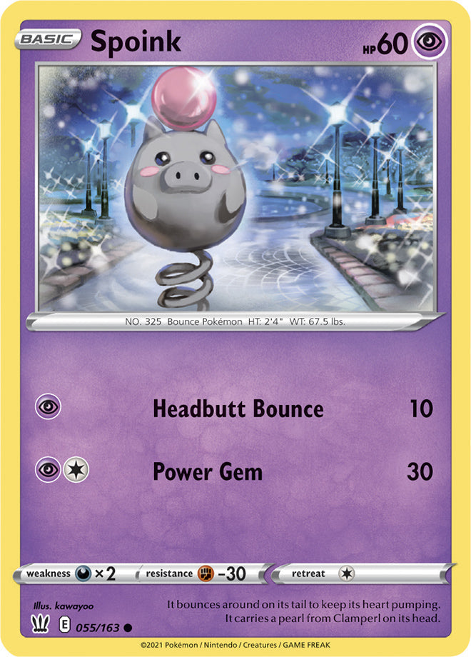 Spoink #55/163 Common - Battle Styles Pokemon card