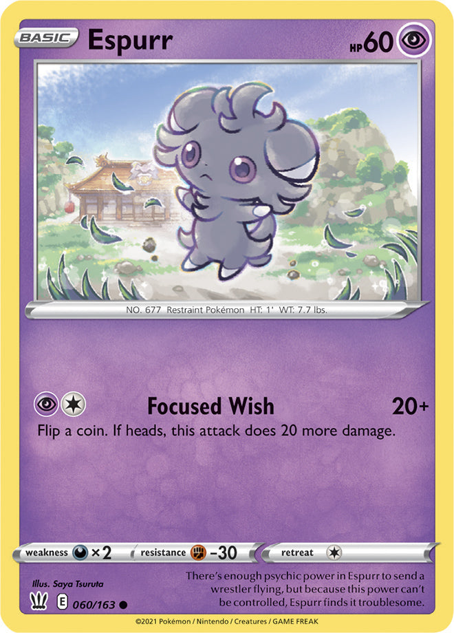 Espurr #60/163 Common - Battle Styles Pokemon card