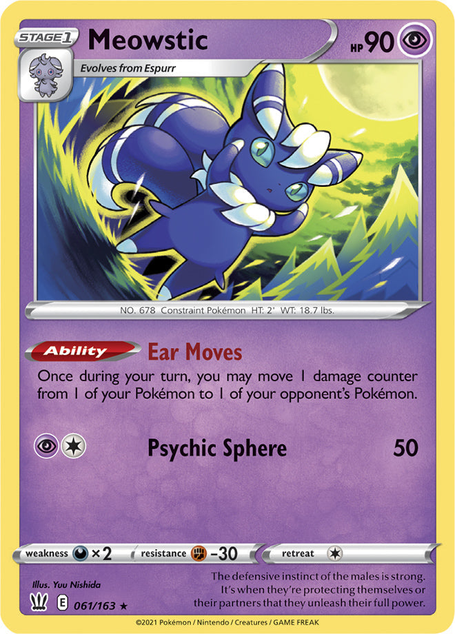 Meowstic #61/163 Holo Rare - Battle Styles Pokemon card