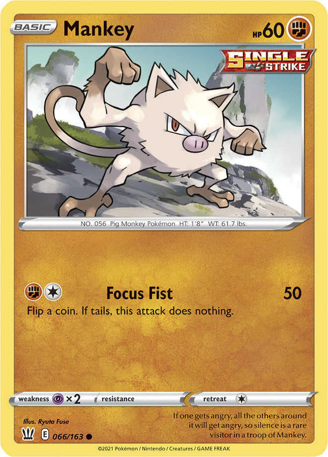 Mankey #66/163 Common - Battle Styles Pokemon card