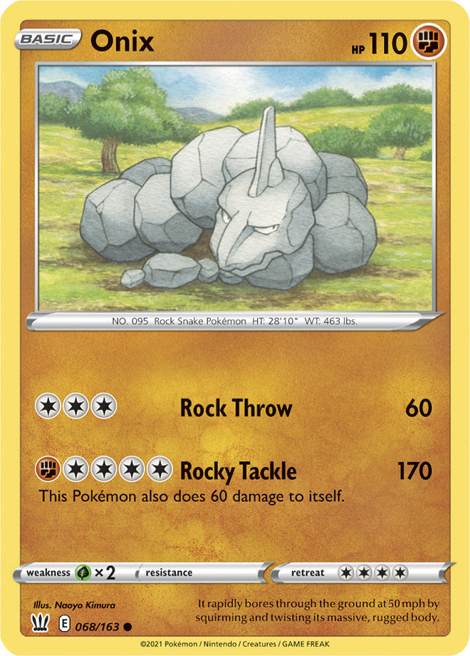 Onix #68/163 Common - Battle Styles Pokemon card
