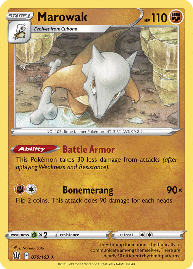 Marowak #70/163 Rare - Battle Styles Pokemon card