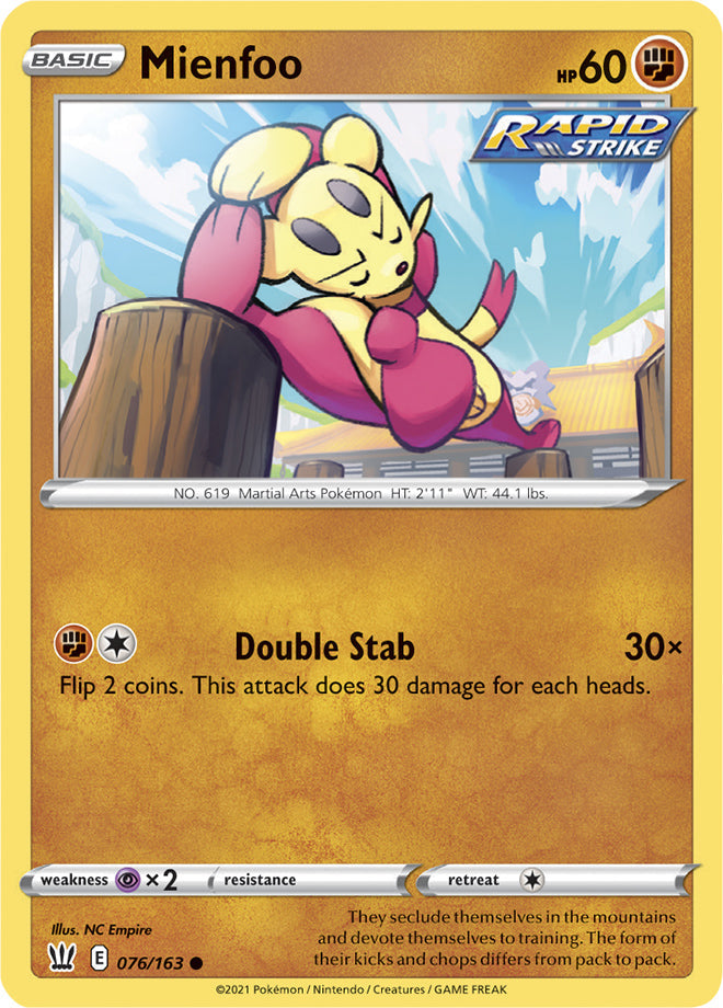 Mienfoo #76/163 Common - Battle Styles Pokemon card