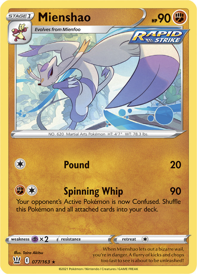 Mienshao #77/163 Rare - Battle Styles Pokemon card