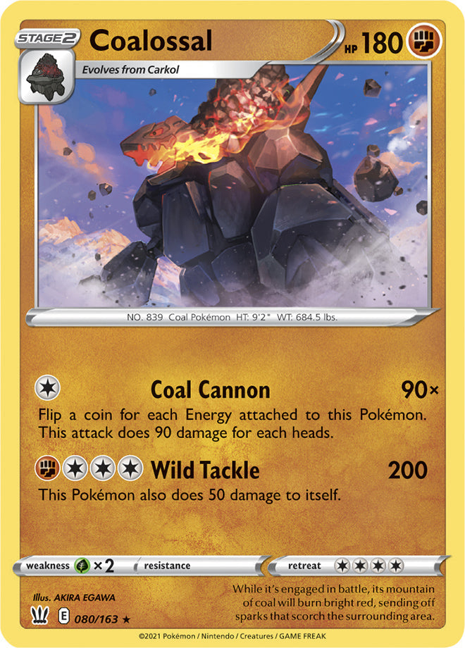Coalossal #80/163 Holo Rare - Battle Styles Pokemon card