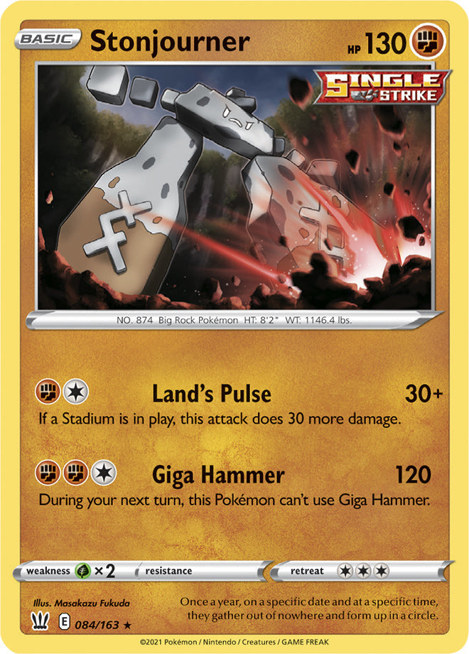 Stonjourner #84/163 Rare - Battle Styles Pokemon card