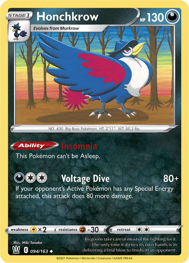 Honchkrow #94/163 Uncommon - Battle Styles Pokemon card