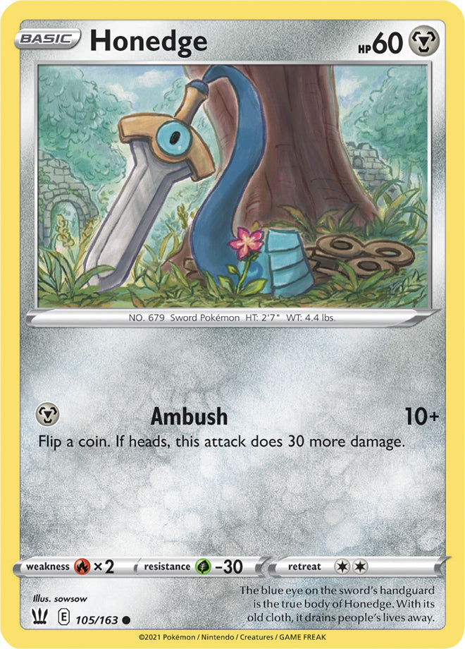 Honedge #105/163 Common - Battle Styles Pokemon card