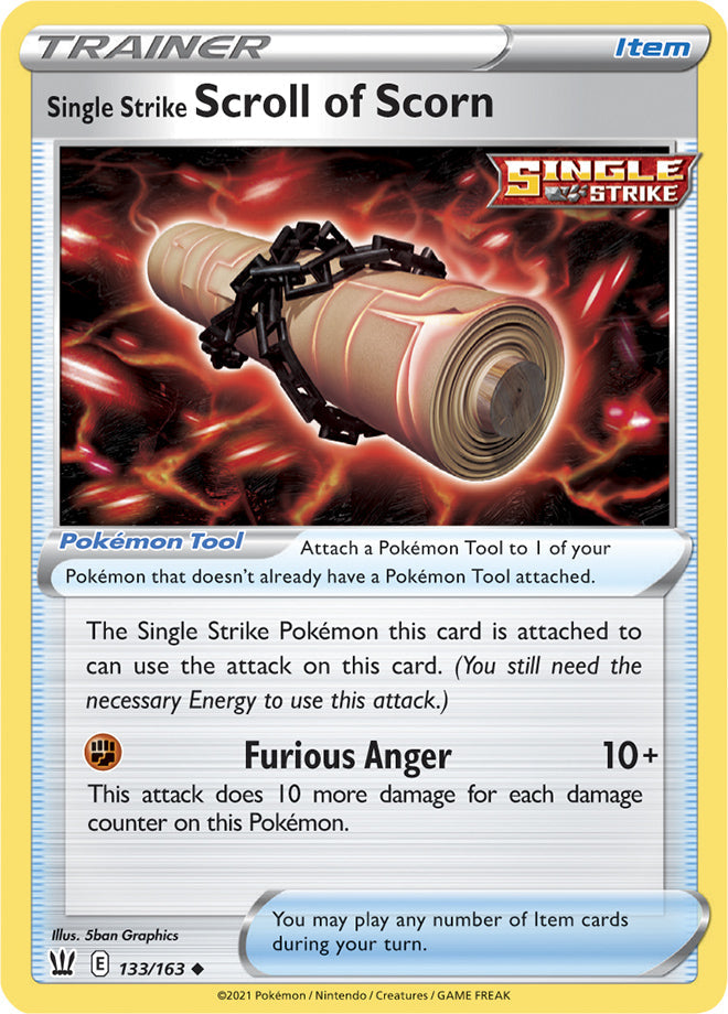 Single Strike Scroll of Scorn #133/163 Uncommon - Battle Styles Pokemon card