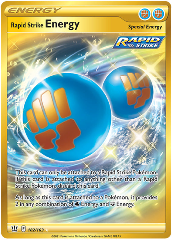 Rapid Strike Energy #182/163 Secret Rare - Battle Styles Pokemon card