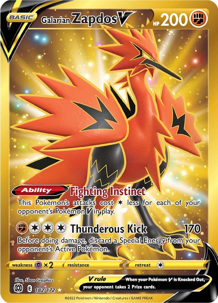 Pokemon Brilliant Stars Galarian Zapdos V #182