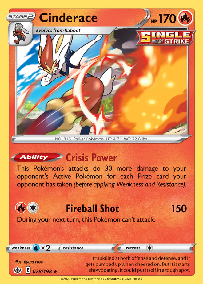 0028 Cinderace Holo Rare Chilling Reign
