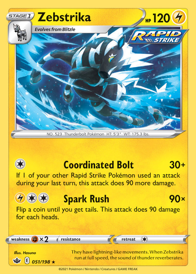 Zebstrika #51/198 Rare - Chilling Reign Pokemon card