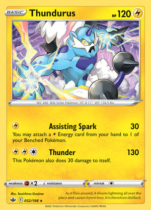 0052 Thundurus Holo Rare Chilling Reign