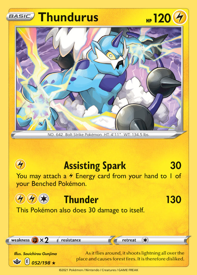 Thundurus #52/198 Holo Rare - Chilling Reign Pokemon card