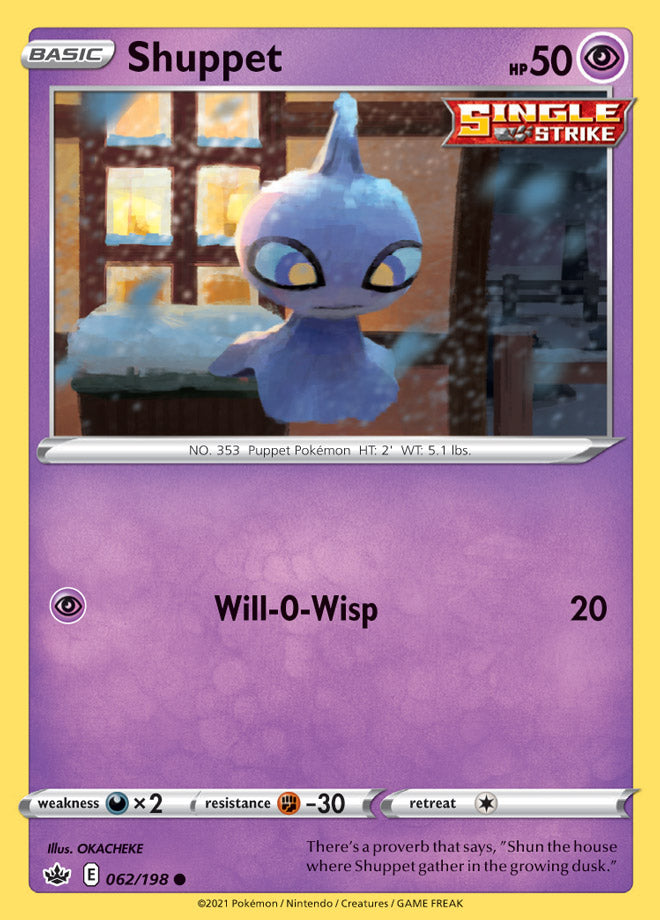 Shuppet #62/198 Common - Chilling Reign Pokemon card