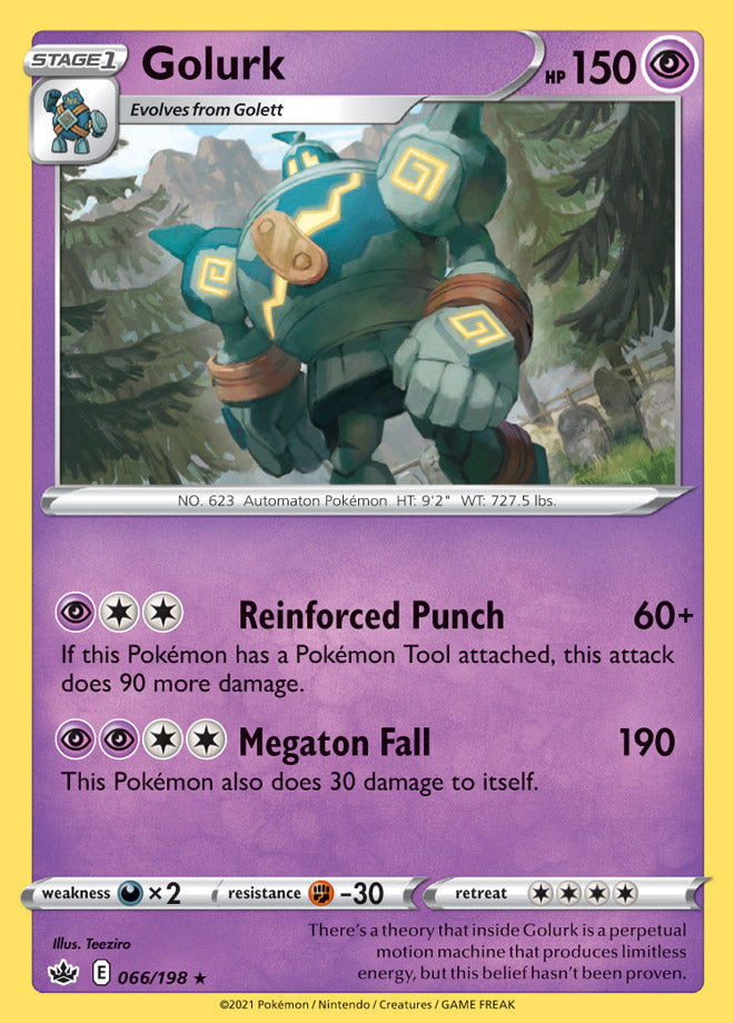 Golurk #66/198 Rare - Chilling Reign Pokemon card