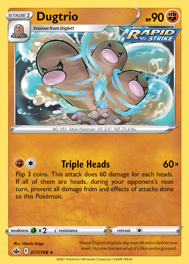 Dugtrio #77/198 Rare - Chilling Reign Pokemon card