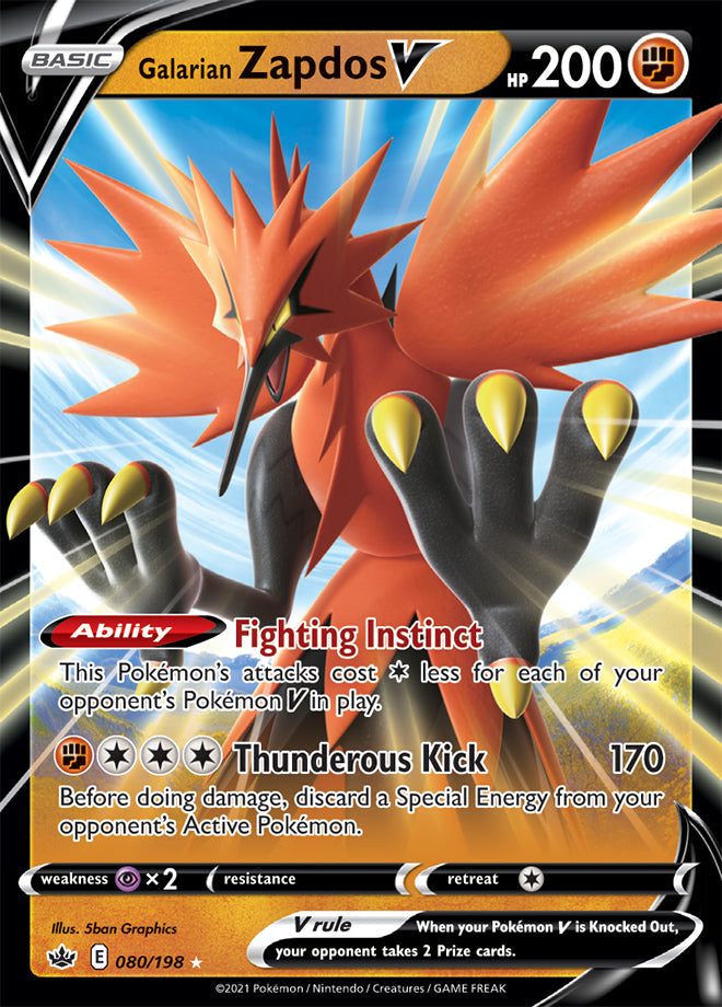 Zapdos #80/198 Ultra Rare - Chilling Reign Pokemon card