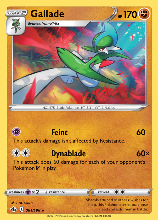 Gallade #81/198 Rare - Chilling Reign Pokemon card