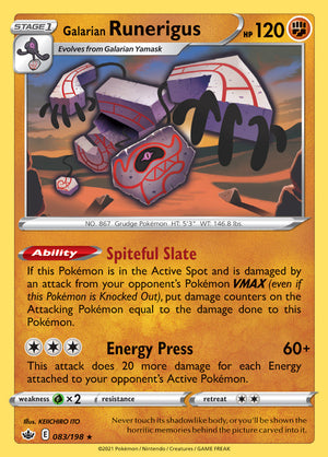 0083 Runerigus Holo Rare Chilling Reign