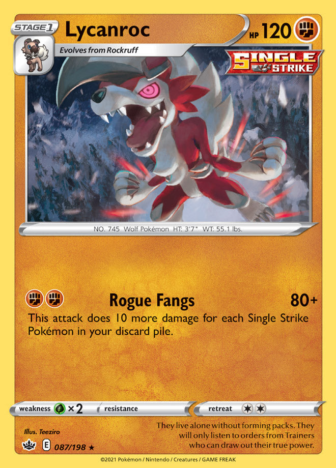 Lycanroc #87/198 Holo Rare - Chilling Reign Pokemon card