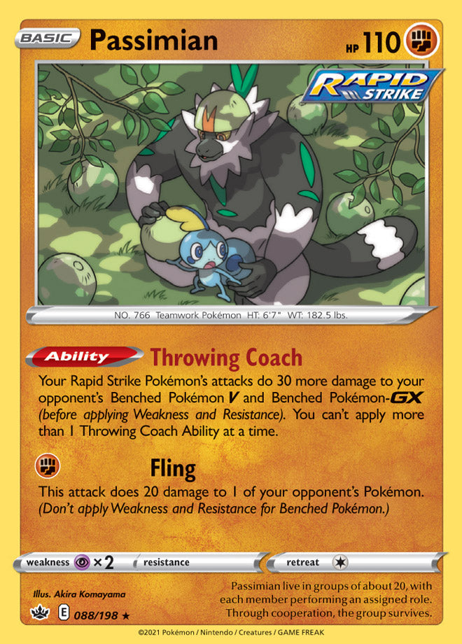Passimian #88/198 Rare - Chilling Reign Pokemon card