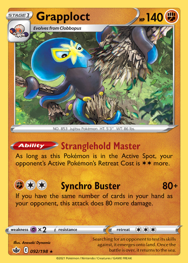 Grapploct #92/198 Holo Rare - Chilling Reign Pokemon card