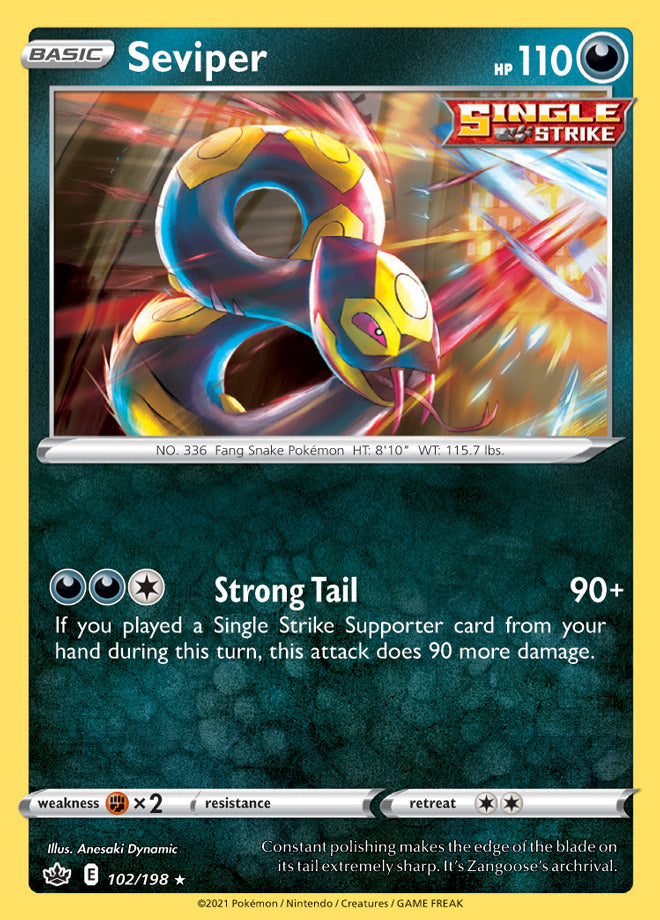 Seviper #102/198 Rare - Chilling Reign Pokemon card