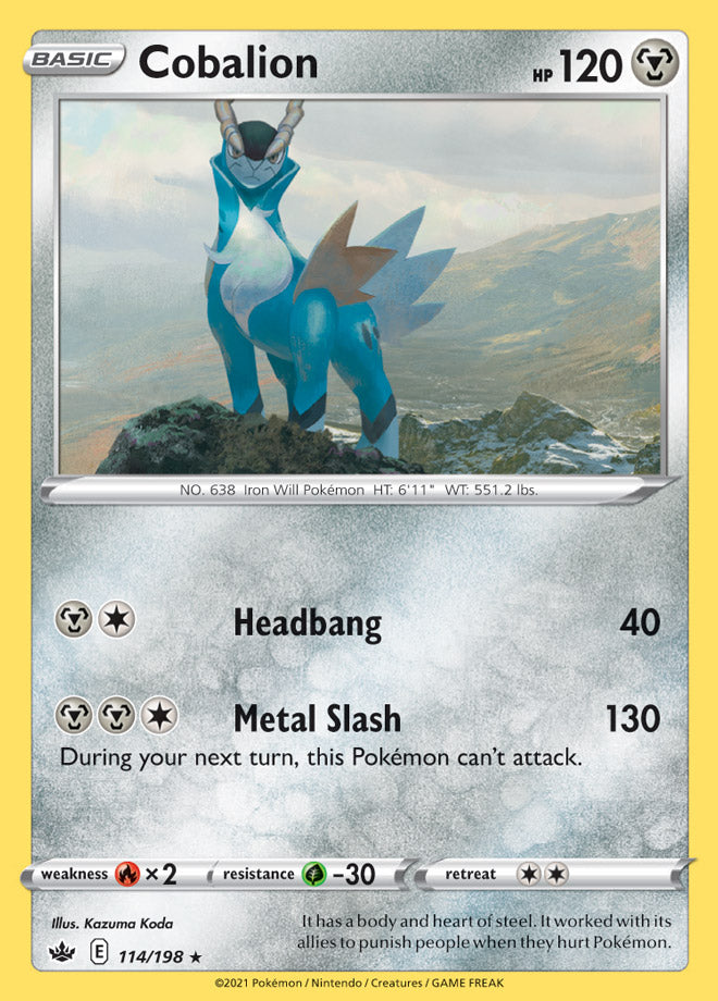 Cobalion #114/198 Holo Rare - Chilling Reign Pokemon card