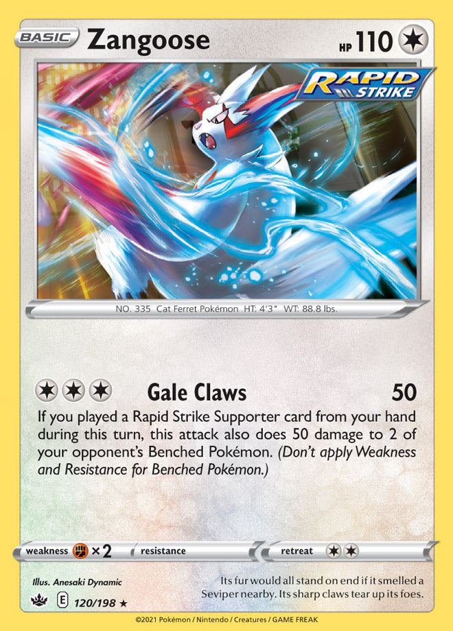 Zangoose #120/198 Rare - Chilling Reign Pokemon card