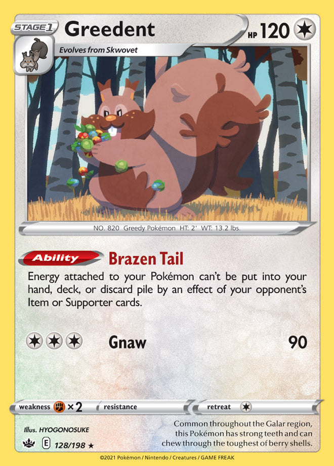 Greedent #128/198 Holo Rare - Chilling Reign Pokemon card