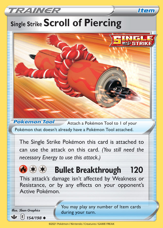 Single Strike Scroll of Piercing #154/198 Uncommon - Chilling Reign Pokemon card