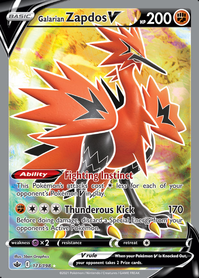 Zapdos #173/198 Ultra Rare - Chilling Reign Pokemon card